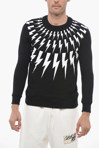 Felpa Girocollo Stampata All-Over Slim Fit