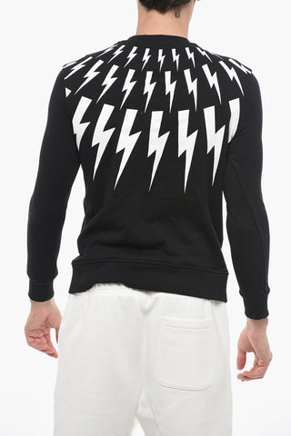 Felpa Girocollo Stampata All-Over Slim Fit