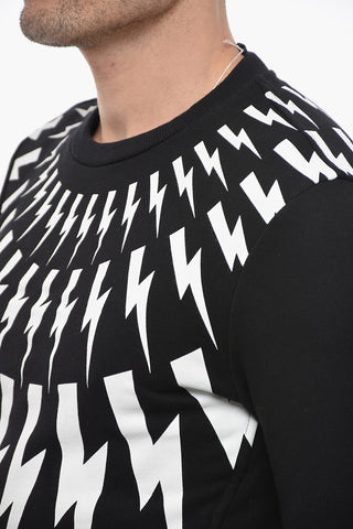 Felpa Girocollo Stampata All-Over Slim Fit