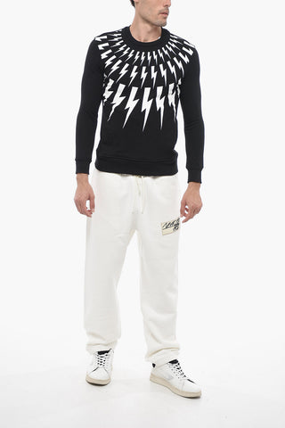 Felpa Girocollo Stampata All-Over Slim Fit