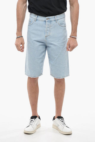 Light-washed Denim Shorts with Embroidery