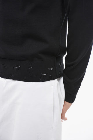 Crew Neck Silk Blend Sweater with Front Logo
