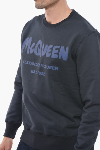 Brushed Cotton Sweatshirt with Logo Print