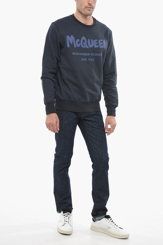 Brushed Cotton Sweatshirt with Logo Print
