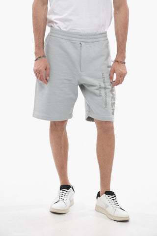 Shorts in Jersey di Cotone con Logo Stampato