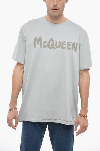 T-Shirt Girocollo in Cotone con Logo Stampato