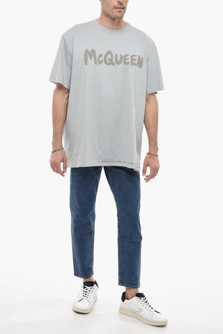 T-Shirt Girocollo in Cotone con Logo Stampato