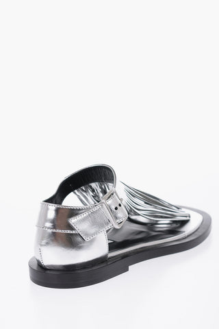 Fringed Leather Sandals With Buckle