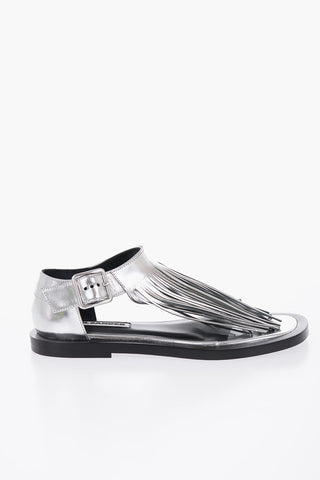 Fringed Leather Sandals With Buckle
