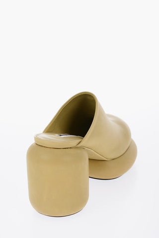 Leather Mules With Chunky Sole Heel 10 cm
