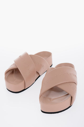 Vegan Leather Logoed Criss-cross Slides