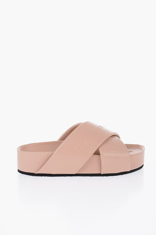 Vegan Leather Logoed Criss-cross Slides