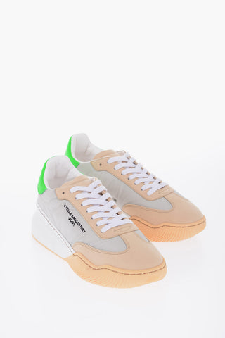 Nylon Sneakers with Suede Faux Leather Details