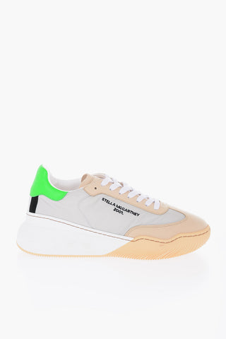 Nylon Sneakers with Suede Faux Leather Details