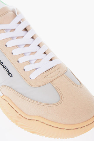 Nylon Sneakers with Suede Faux Leather Details