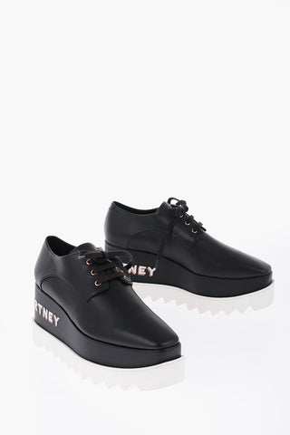 Derby In Pelle Vegana Con Logo Ricamato E Platform 8 cm