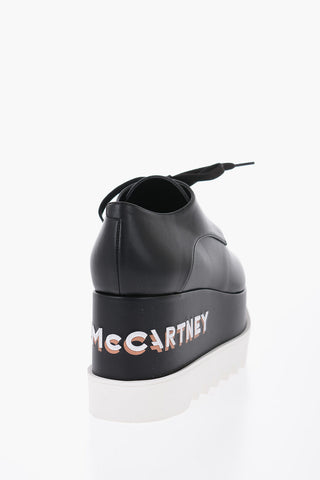 Derby In Pelle Vegana Con Logo Ricamato E Platform 8 cm