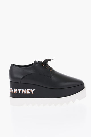 Derby In Pelle Vegana Con Logo Ricamato E Platform 8 cm