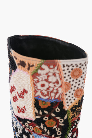 Patchwirk Effect Embroidery DIORAGE Knee-High Boots Heel 7 cm