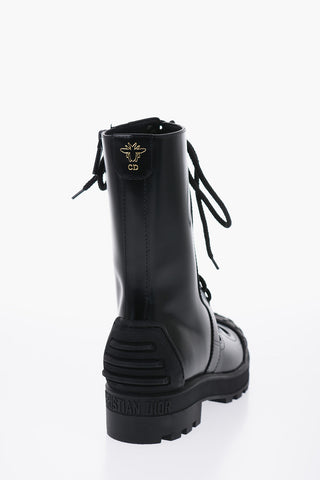 Leather DIORIRON Combat Boots With Cutouts