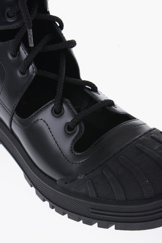 Leather DIORIRON Combat Boots With Cutouts