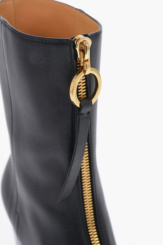 Stivaletti In Pelle Con Zip Frontale Tacco 7 cm