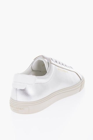 Metallic Effect Leather Low-Top Sneakers