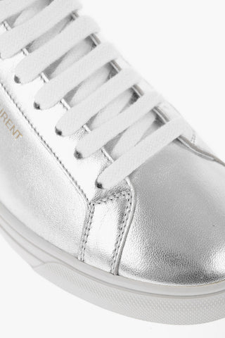 Metallic Effect Leather Low-Top Sneakers