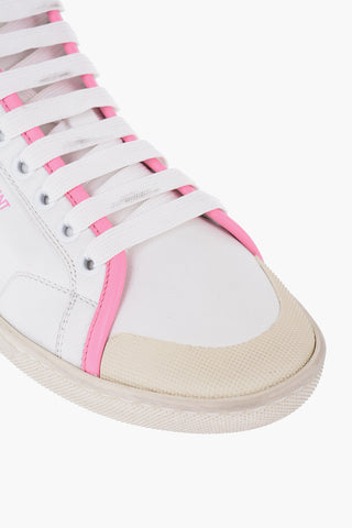 Leather High-Top Sneakers With Worn Effect Sole