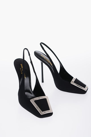 Slingback Crepe Sandals With Statement Buckle Heel 11 cm