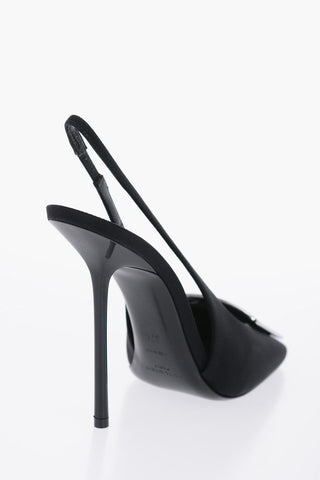 Slingback Crepe Sandals With Statement Buckle Heel 11 cm