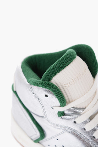Metallic Effect Leather High-Top Sneakers