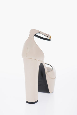Leather Sandals With Strap And Plaform Sole Heel 13 cm