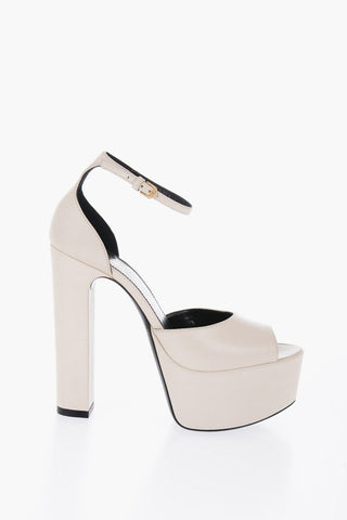 Leather Sandals With Strap And Plaform Sole Heel 13 cm