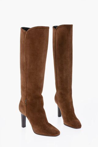 Suede Knee-High Boots Heel 8 cm