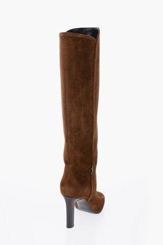 Suede Knee-High Boots Heel 8 cm