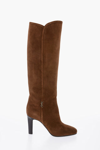 Suede Knee-High Boots Heel 8 cm