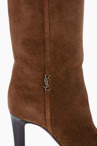 Suede Knee-High Boots Heel 8 cm