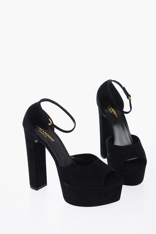 Suede Sandals With Strap And Plaform Sole Heel 14 cm