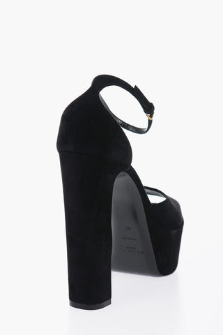 Suede Sandals With Strap And Plaform Sole Heel 14 cm