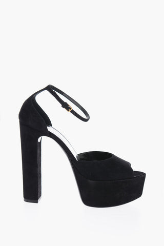 Suede Sandals With Strap And Plaform Sole Heel 14 cm