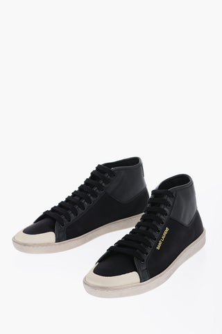 Silk High-Top Sneakers With Worn Effect Sole