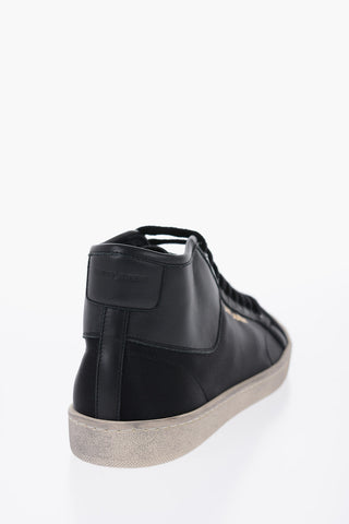 Silk High-Top Sneakers With Worn Effect Sole