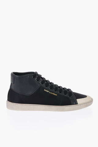 Silk High-Top Sneakers With Worn Effect Sole