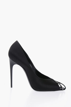 Satin Open-Toe Pumps With Crystal Details 11 Cm Heel