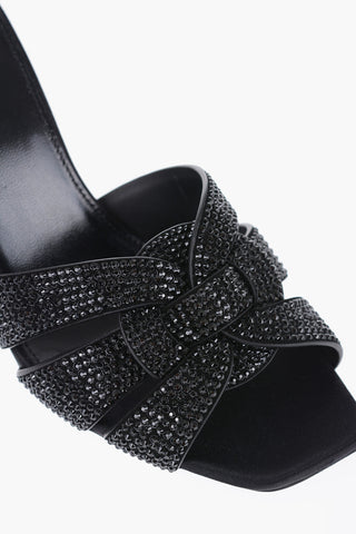 Rhinestoned Open Toe Mules Heel 9cm
