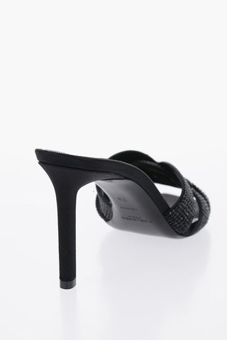 Rhinestoned Open Toe Mules Heel 9cm