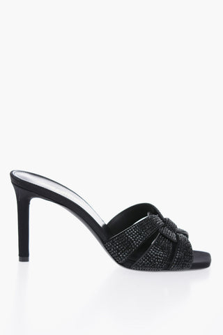 Rhinestoned Open Toe Mules Heel 9cm