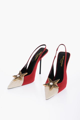 Slingback Crepe Pumps With Jewel Detail Heel 12 cm