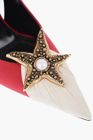 Slingback Crepe Pumps With Jewel Detail Heel 12 cm